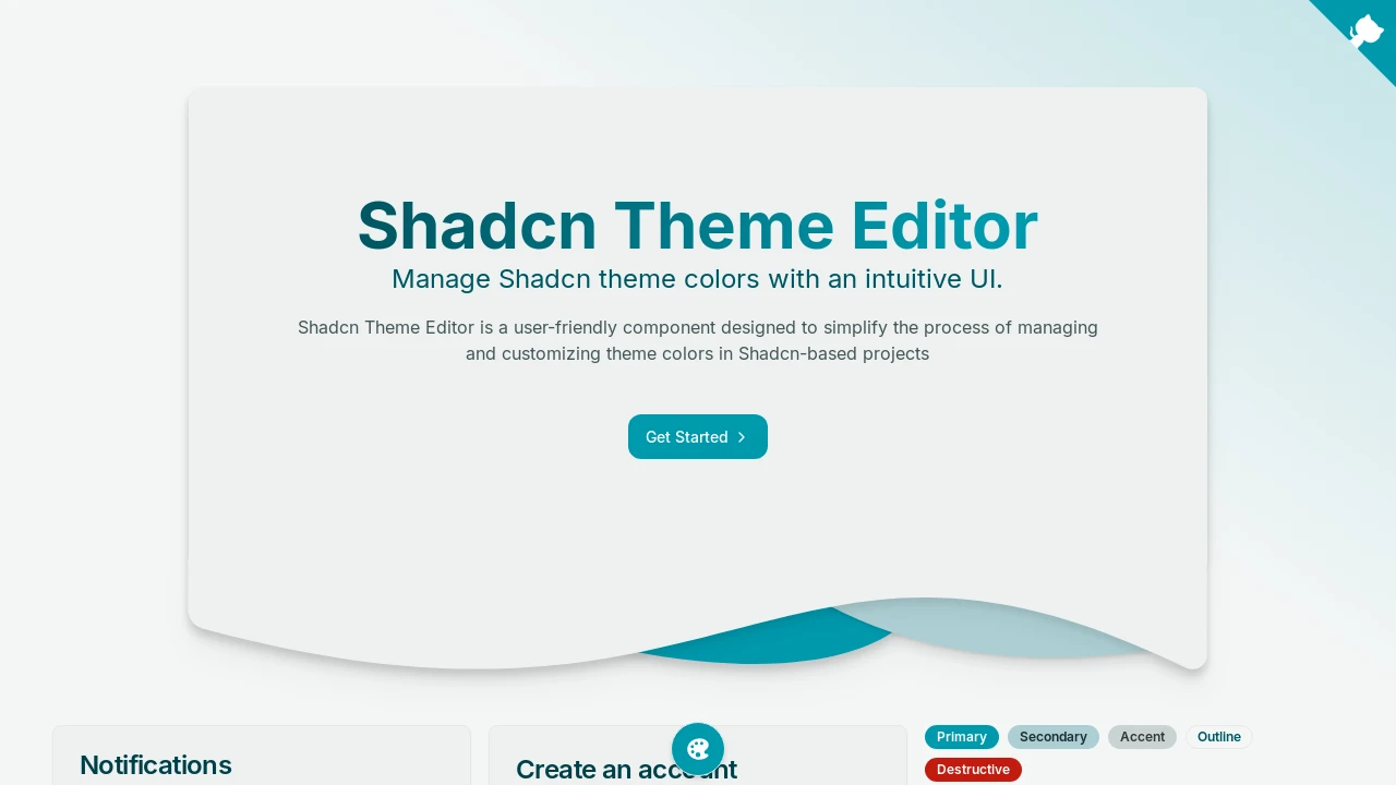 A screenshot of Shadcn Theme Editor