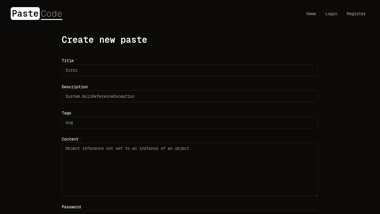 A screenshot of PasteCode.app