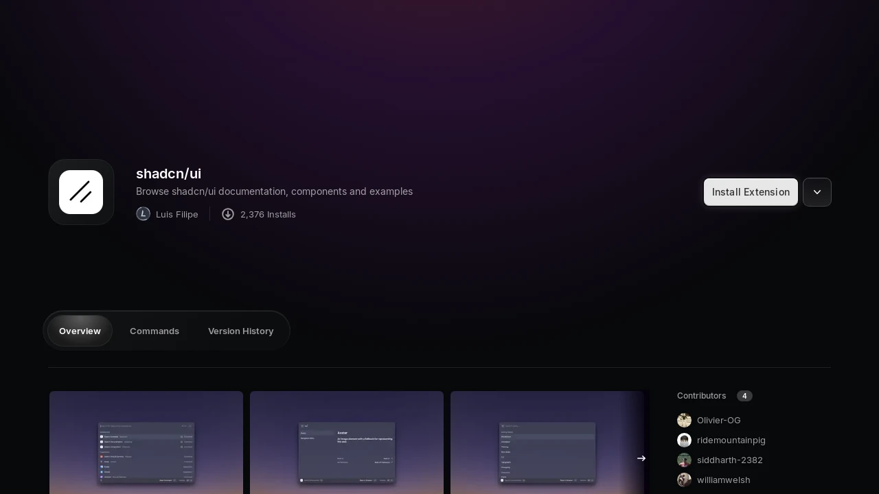 A screenshot of raycast-shadcn