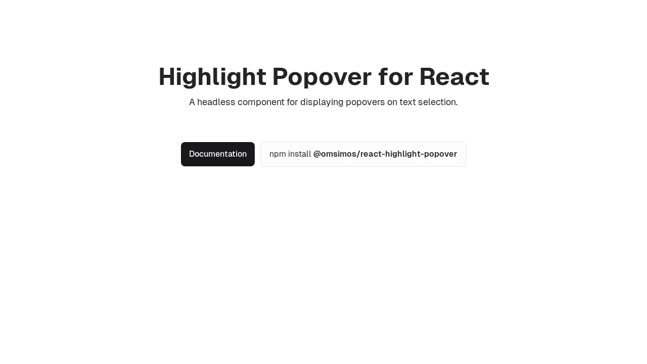 A screenshot of react-highlight-popover
