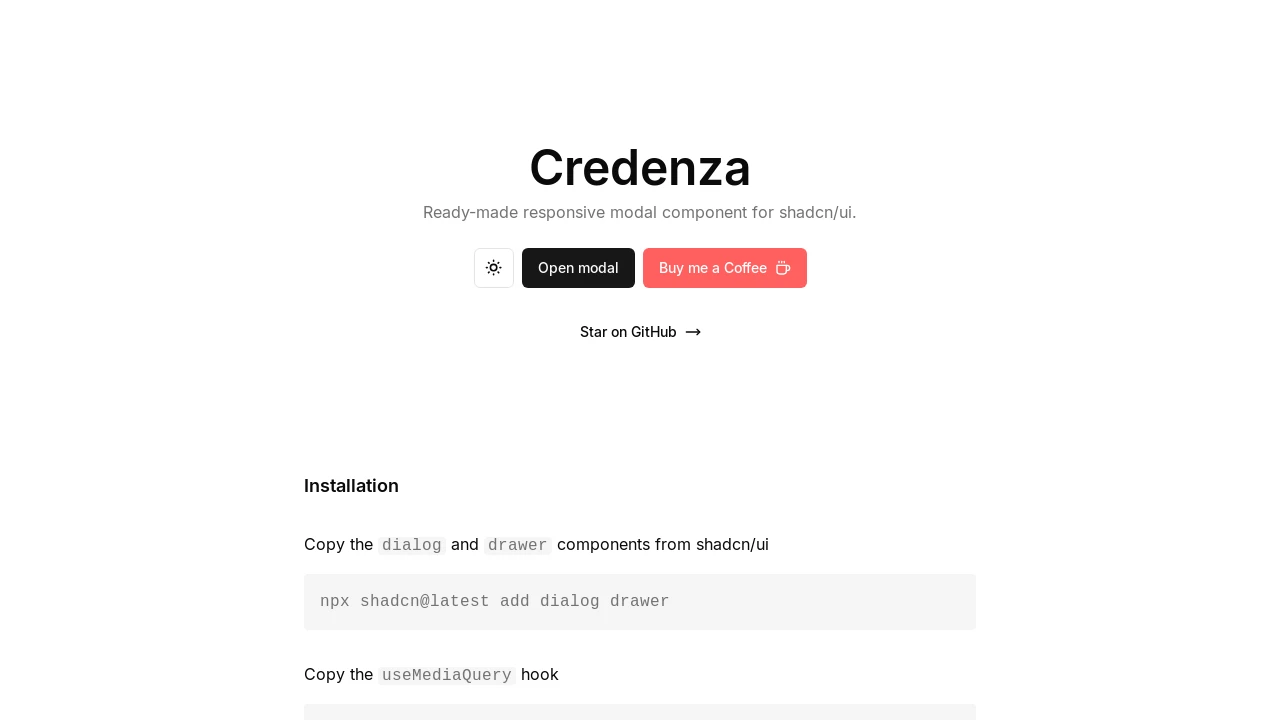 A screenshot of Credenza