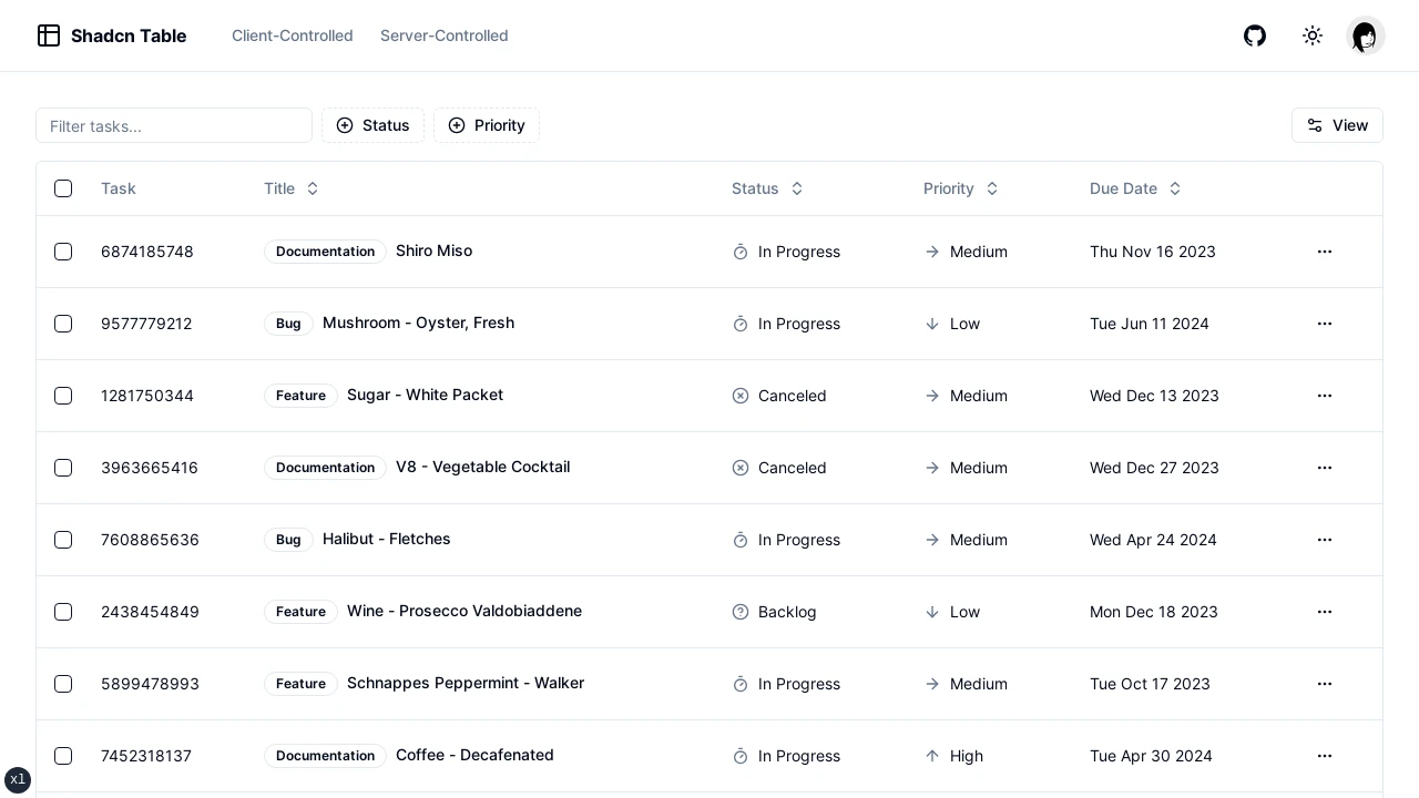 A screenshot of Next Shadcn UI Table