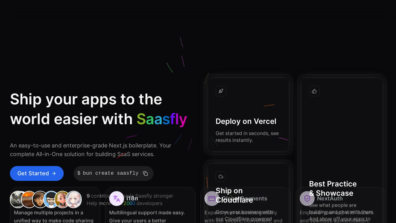 A screenshot of Saasfly