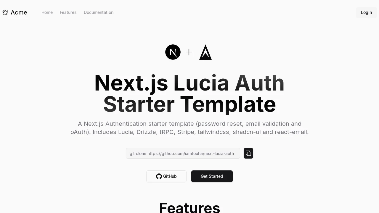A screenshot of Nextjs Sessionauth Template