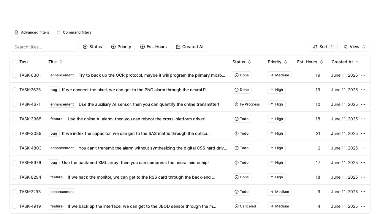 A screenshot of Shadcn Table