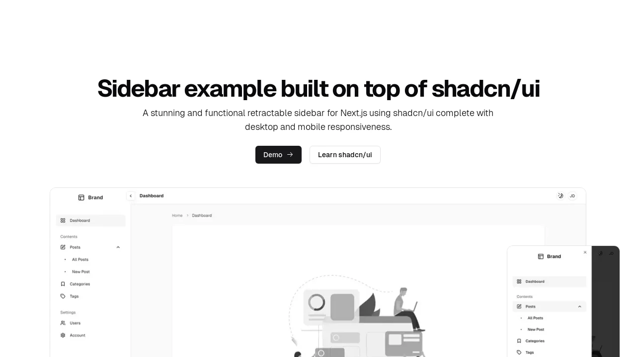 A screenshot of Shadcn UI Sidebar