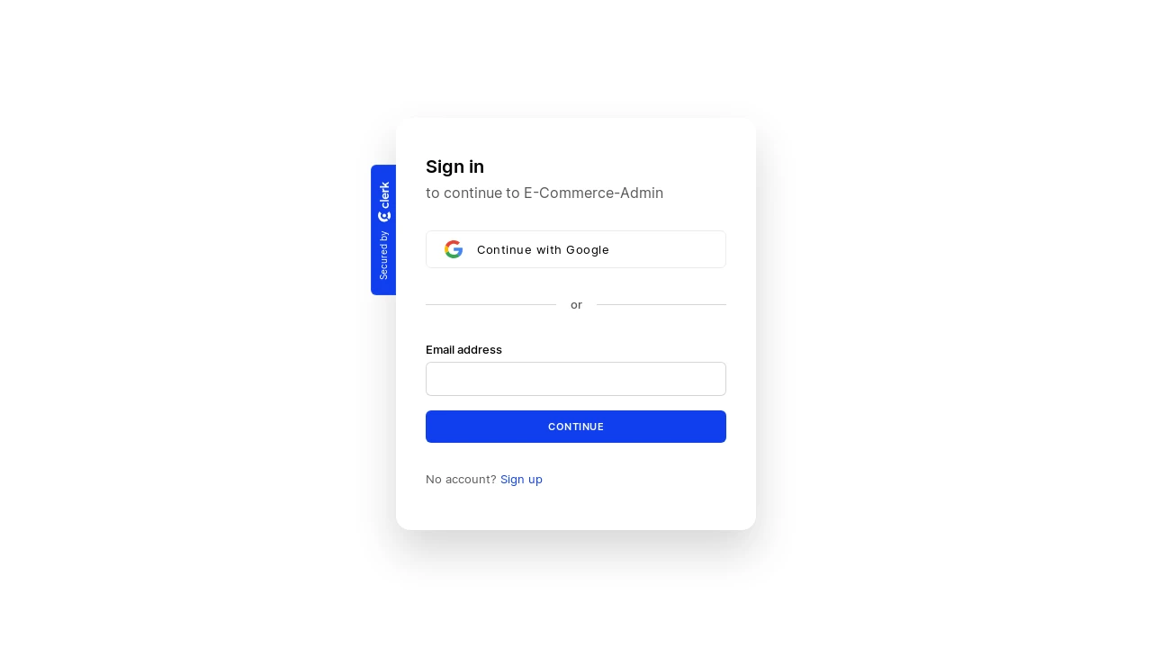 A screenshot of E Commerce Admin