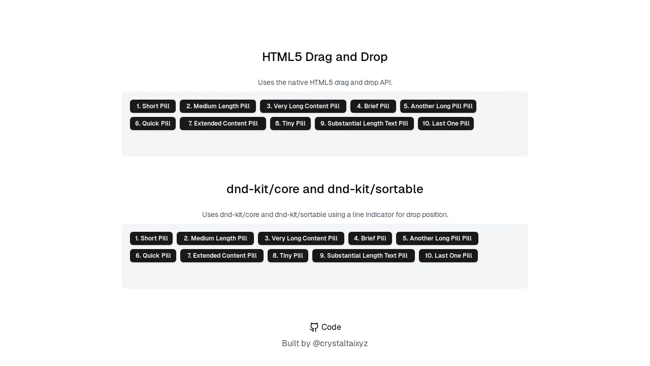 A screenshot of shadcn-drag-and-drop-sort