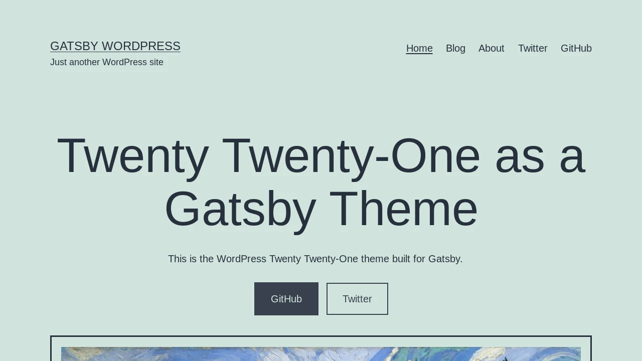 A screenshot of Gatsby Theme Twentytwentyone