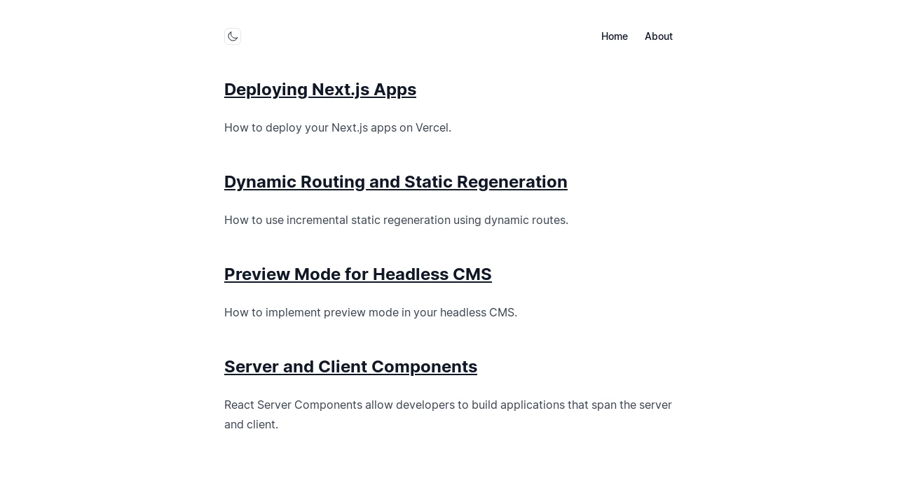 A screenshot of Shadcn Nextjs Contentlayer
