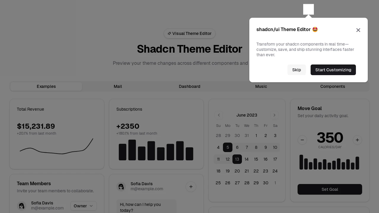 A screenshot of shadcn-studio