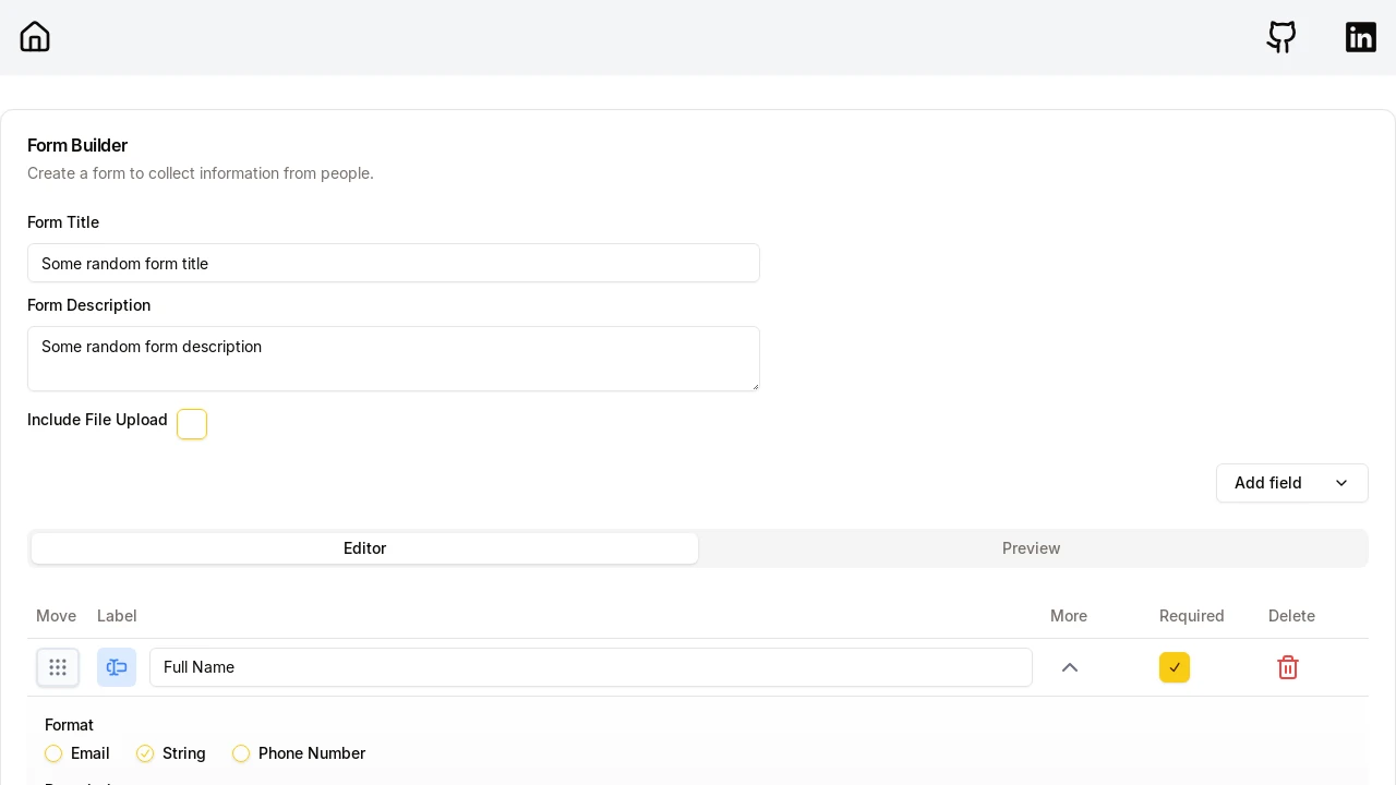 A screenshot of sharable-form-builder