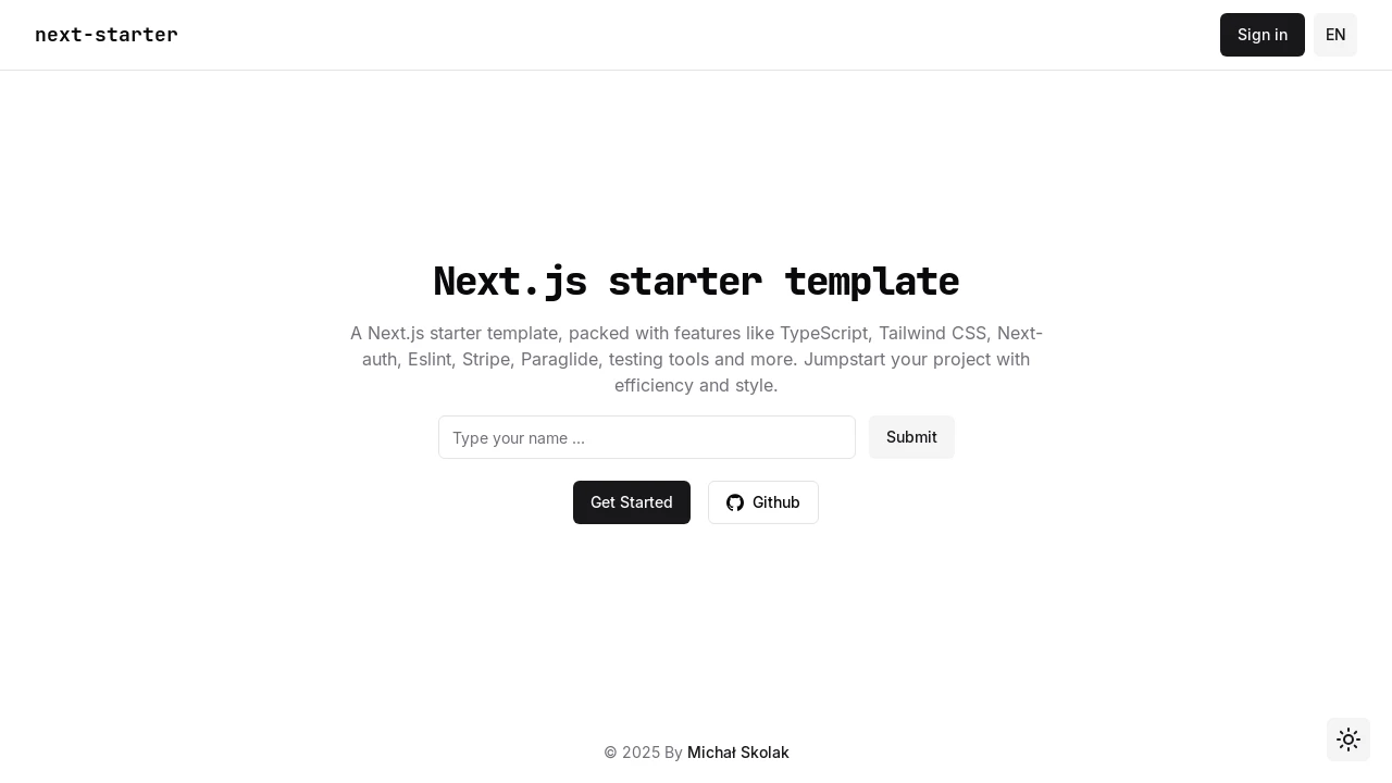 A screenshot of Next Starter