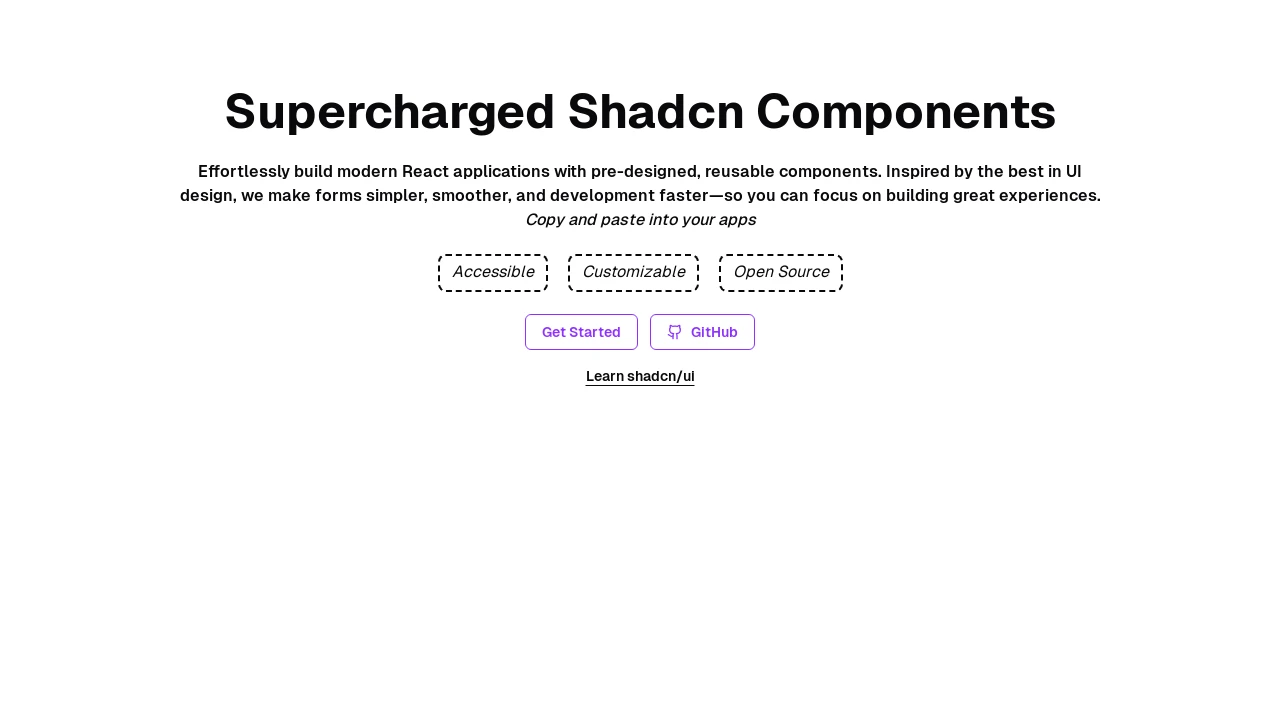 A screenshot of Supercharged Shadcn Components
