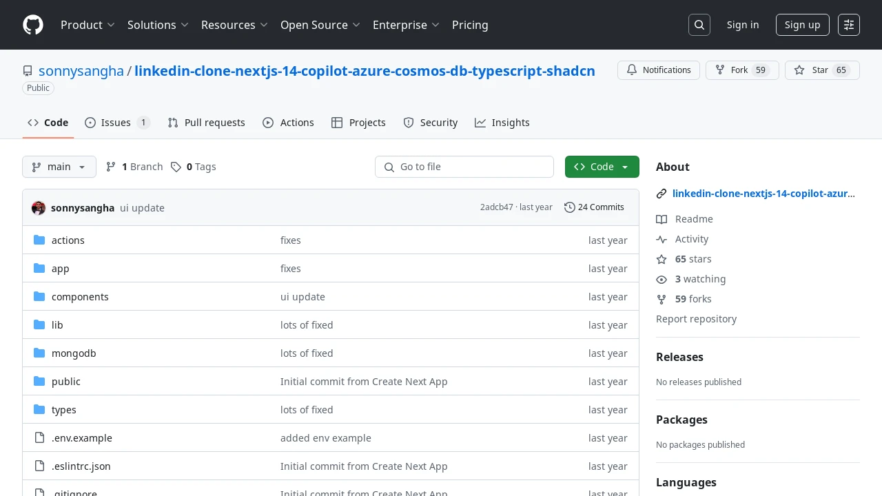 A screenshot of Linkedin Clone Nextjs 14 Copilot Azure Cosmos Db Typescript Shadcn