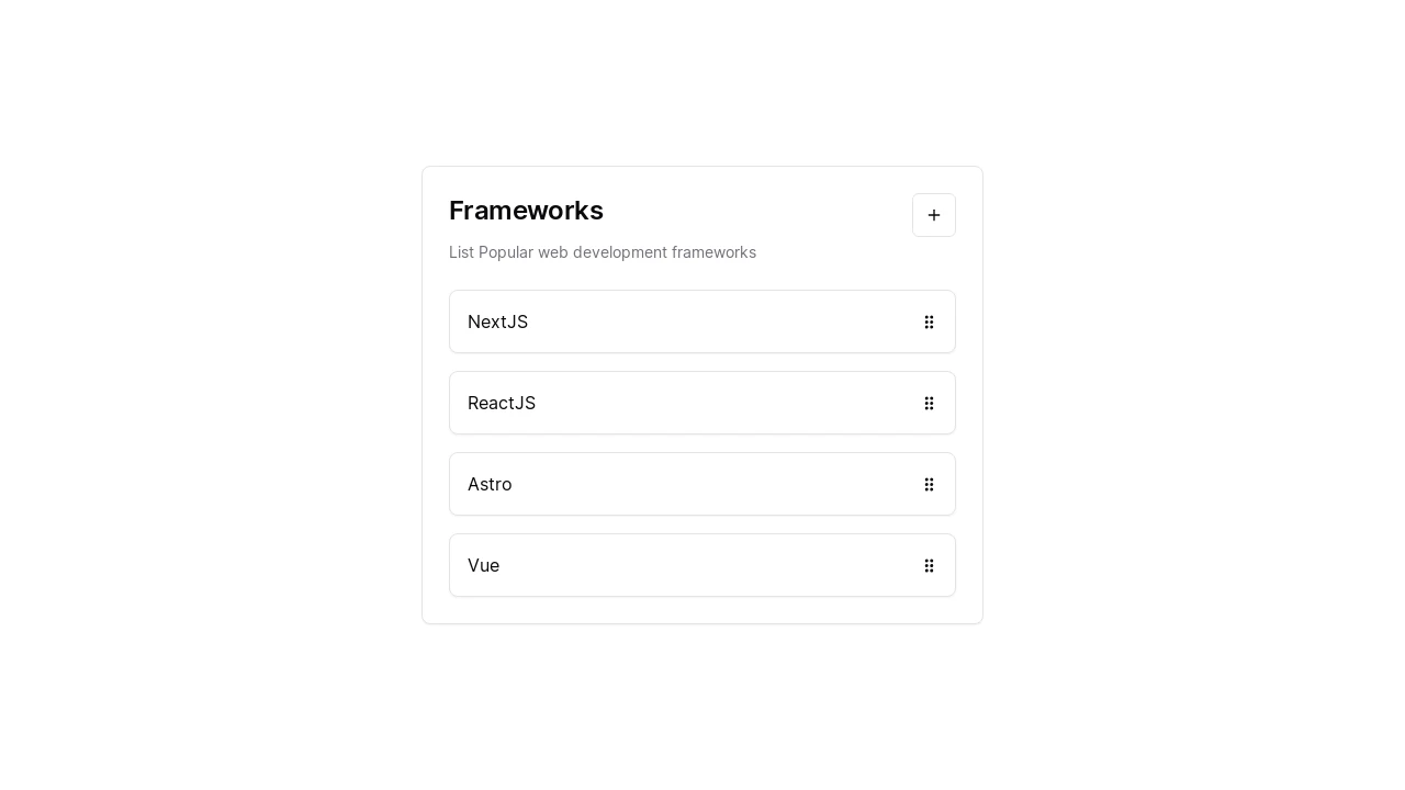 A screenshot of Nextjs Dnd