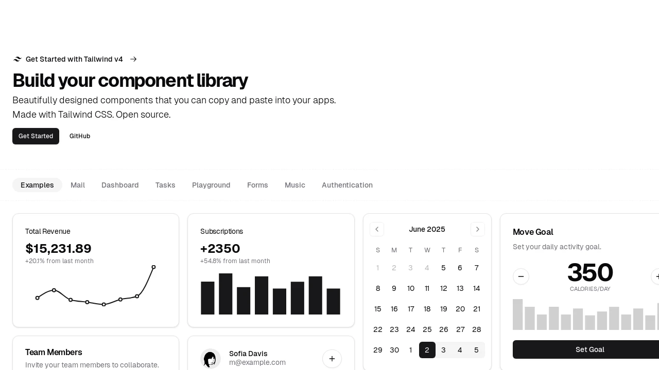 A screenshot of Shadcn Vue