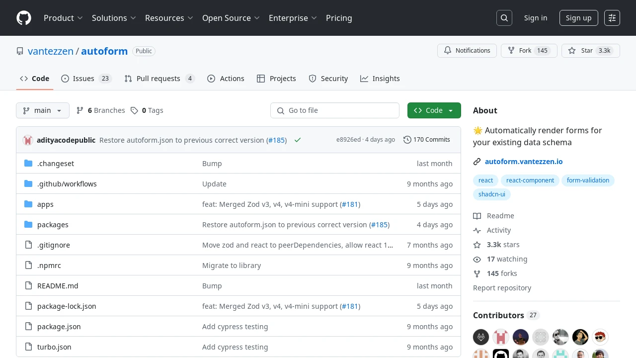 A screenshot of Auto Form