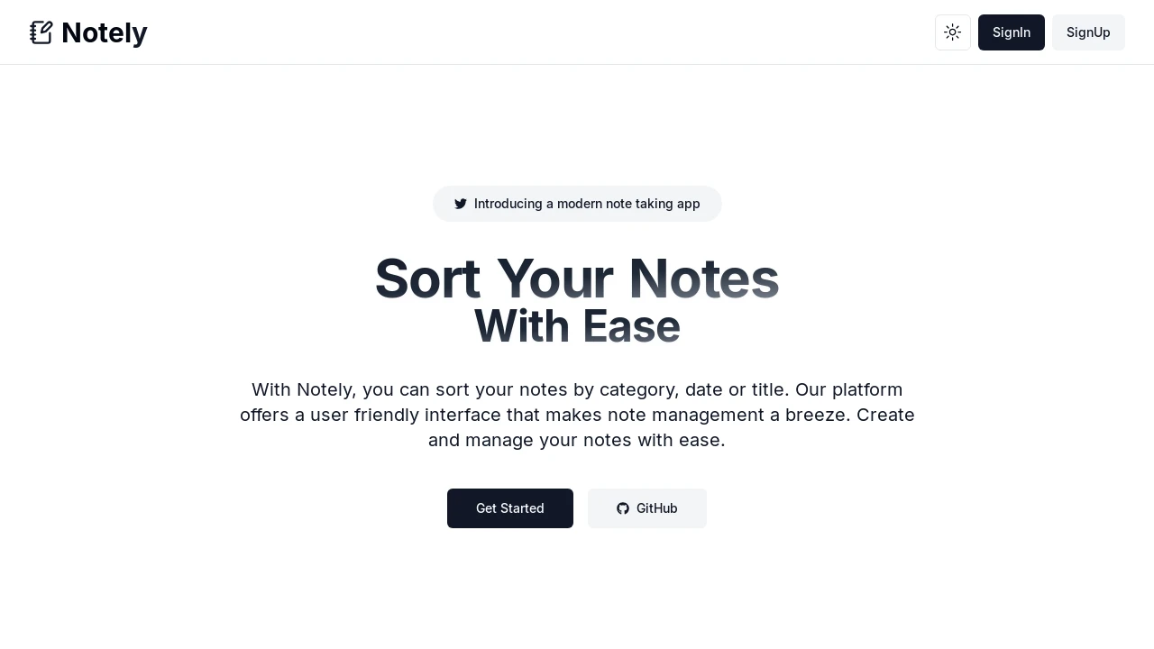 A screenshot of Notely