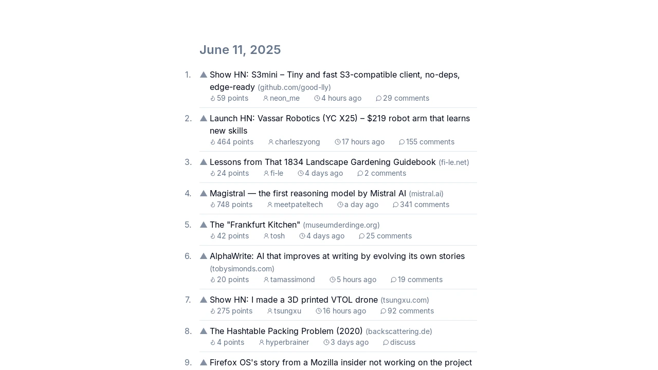 A screenshot of Nextjs Hackernews