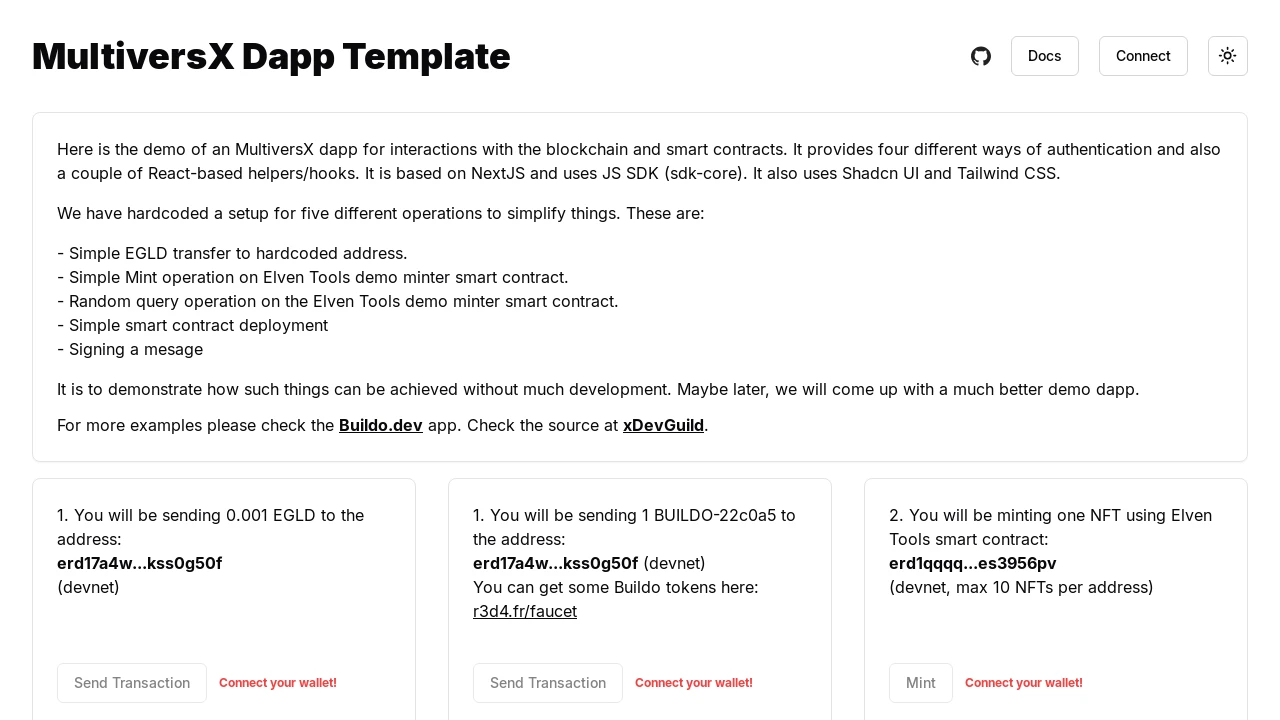 A screenshot of Nextjs Dapp Template