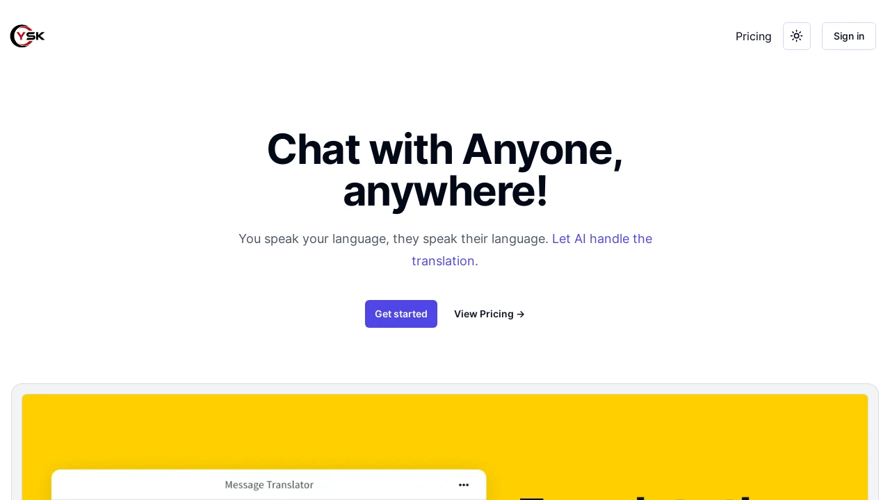 A screenshot of Nextjs Saas Chat Translation App