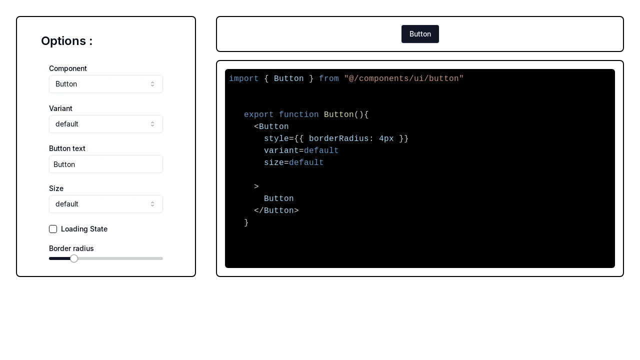 A screenshot of Shadcn Renderer