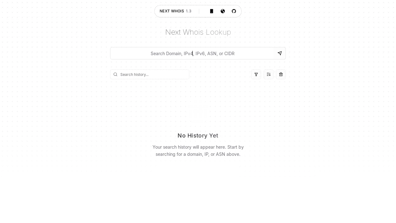 A screenshot of Next Whois UI